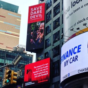 Amy Rutberg Instagram - The @savedaredevil fans are amazing and we are so grateful! A billboard in Times Square (of rotating images 😀)! #daredevil #savedaredevil