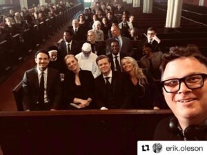 Amy Rutberg Instagram - Amazing church selfie!! From @erik.oleson show runner (head writer/executive producer) #daredevilseason3 . Erik and his team of writers are the root of everything great about this season of @daredevil . Also we all look super fab because of costume designer @lizvastola and hair and makeup team @robandhair  @sandybz @lkmua @opulentantiquity @lcsupafly . Just sayin. #daredevil #marvel #charliecox