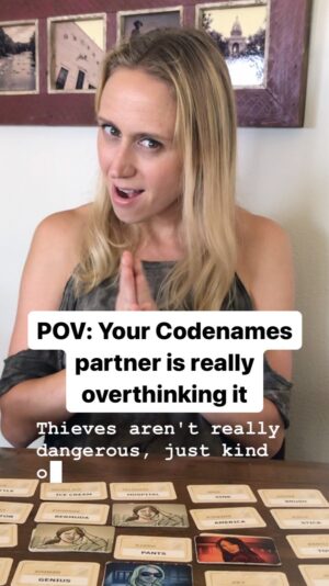 Amy Vorpahl Instagram - First thought, best thought… except in Codenames 🃏 #boardgames #codenames #pants
