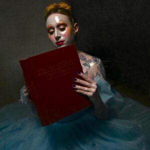 Amy Vorpahl Instagram - Unleashing on this project. Hair, makeup, tattoo application, photography skills, editing, and Ai generation for elements we ran through @procreate. 

Model @vorpahlsword 
Photo: me and Jared
Hair, makeup, tattoo application and  photo and video edits by me.
Tattoos manufacturer: @tattooednow