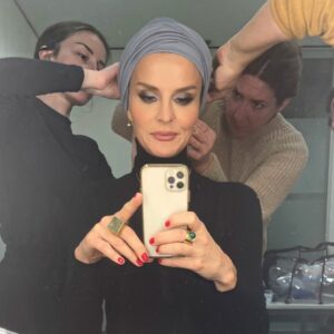 Ana Alexander Instagram - A little peak into the making of EMINA...for @azbuka.naseg.zivota 
by very talented @boriscaksiran 🫣 🤫
.
.
.
.
.

.
.
.
..
.
.
.
.
#tv #tvshow #makingof #creating #charachterdesign #character #costume #costumedesign #onset #comingsoon #behindthescenes #actress #belgrade #serbia #superstartv #hijabfashion #hijab #arabic #hollywood #studio