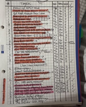 Ana Marie Cox Instagram - This is what my to-do list looked like in 2018. I feel such sorrow for this version of me, constantly pushing harder and inventing new ways to judge her progress and success (because if she succeed, then the goals were too easy).

And I had been doing this to myself for decades. No wonder my gears ground to a halt completely in 2022. No wonder it has taken me two years to begin to recover. 

Take it easy on yourself today. If you don’t succeed at something, make the goal easier to achieve. If you succeed, take the win. Even better: think of terms of a journey and not a contest. And always rest *before* you need to. If you wait until everything breaks down, you will have to heal longer and more painfully than if you had been gentle with yourself all along.