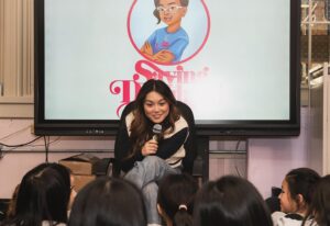 Ana Yi Puig Instagram - had the loveliest time visiting @ps42m this week to hang out with some of their amazing students! giant thank you to @savingourdaughtersinc for this special opportunity, what a joy it was to meet each of these incredible girls. my heart is full. 🪴✨