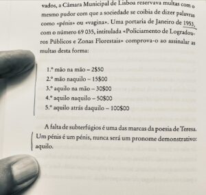 Anabela Mota Ribeiro Instagram - Como diz a Eliane Robert Moraes, é quase um poema concreto. Não fosse ser o horror puritano e punitivo do Portugal de 1953. A minha mão naquilo: a biografia da Maria Teresa Horta pela Patrícia Reis.