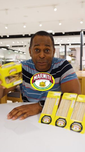 Andi Peters Instagram - This is not just a sandwich … this is the launch of THE most controversial sandwich in history!
@marksandspencerfood has launched a Cheese & Marmite sandwich - yes, you read that correctly! 🎉🙌
Made with Farmhouse Mature Cheddar in pillowy soft white bread with a layer of Marmite and cream cheese! 🍞🧀
Love it or hate it? 
(For the record, I LOVE IT!)
It’s in a M&S Foodhall now; go grab this iconic sandwich! Let me know what you think in the comments below 👇
#thisisnotjust #loveitorhateit #ad