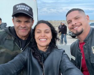 Andrea Cortés Instagram - We survived the night! 💪🏽 #MayansMC 

So thankful for these two men right here and everyone I had the opportunity to work with this season! Blessed to be working with this team. Thanking God for every moment.

#MayansMC #fx #hulu