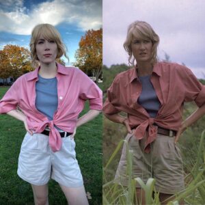 Andrea Levesque Instagram - Halloween 2022. Salem, MA. #jurassicpark 

🦕 🦖 
#dinosaurcostume #jurassicparkcosplay #halloweencostume #salemmassachusetts #alangrant #lauradern
