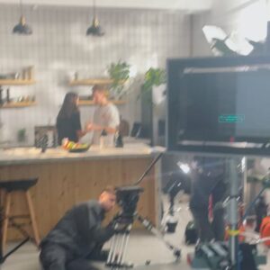 Andrea Vasiliou Instagram - Some #bts from @huel commercial - first job with my natural curly hair, second shoot with a camera strapped to my chest. Playing the boss 😈 Dream team on this one with  @mounthen directing 💕
-
#actress #shoot #model #wellness #outsoon #health #model #naturalhair #clownin #mealreplacement #huel #love