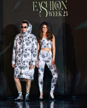 Andrea Vasiliou Instagram - Who said activewear can’t be styled on the catwalk? 😜 #throwback to #londonfashionweek last month 🤓