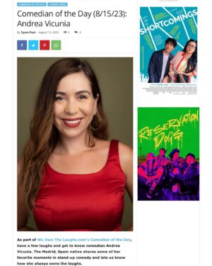 Andrea Vicunia Instagram - Share some laughs and get to know @weownthelaughs Comedian of the Day @andreavicunia right now at www.weownthelaughs.com (link in bio) 
————————-
🎤Follow @weownthelaughs for all things Comedy Entertainment
➖➖➖➖➖➖➖➖➖➖➖➖➖➖
#wotl #weownthelaughs #comedianoftheday #jokes #comedy #2023 #standupcomedy #jokeoff #bestofthebest #laughatlife #laughs #funny #hilarious #comedians #punchline #comics #standup #improv #weownthelaughsdotcom #comic #comics #comedylovers #andreavicunia