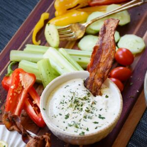 Andreas Eenfeldt Instagram - This low-effort platter of dippable delights will make you rethink your dinners. 🧠 What's not to love about a little ranch dip with veggies and crispy bacon? 🫑 🍅 🥓 ⁠
⁠
Find the ranch dip recipe link in our bio 👉 @diet_doctor⁠
.⁠
.⁠
.⁠
.⁠
.⁠
.⁠
.⁠
.⁠
⁠
#dietdoctor #cooking #delicious #lowcarb #cookingathome #lchf #glutenfree #ketodiet #ketogenic #fitfood #weightloss #keto #eatclean #food #healthyfood #tasty #healthy #eeeeeats #cookingram #foodie #recipes #ketodinner #ketolunch #lowcarblife #lowcarbeasy #lovelowcarb #lowcarbideas #lowcarbcooking #lowcarbfeed #lowcarbfood