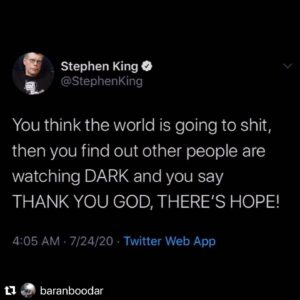 Andreas Pietschmann Instagram - Wow! These words coming from this (!) pen deservedly praise the creators of 
DARK @jantjefriese @baranboodar

#stephenking on #darknetflix #dark #netflixoriginal  @netflix @netflixde @darknetflix