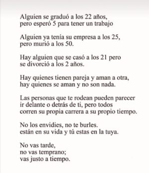 Andrés Salas Instagram - No vas tarde.
No vas temprano.
Vas justo a tiempo. 
☺️🫶🏻💚
#tumamácalata #tumamávaatiempo