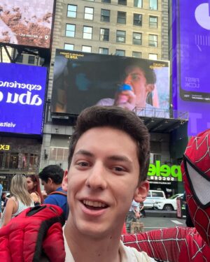 Andrew Barth Feldman Instagram - thank you for welcoming me into the @sonypictures family, times square spider-man
