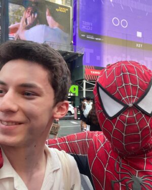Andrew Barth Feldman Instagram - thank you for welcoming me into the @sonypictures family, times square spider-man