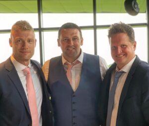 Andrew Flintoff Instagram - Me and @robkey0612 with a very proud father of the bride today and with every reason to be , what an amazing family the Harmison’s are 😘