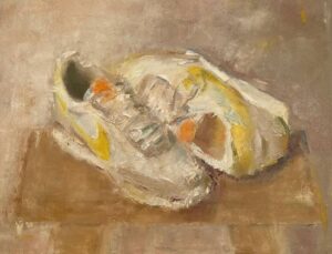 Andrew J. West Instagram - Running shoes, oil on paper. 
.
.
.

#oilpainting #oilonpaper #fromlife #oilsketch #sketch #stilllife #stilllifepainting #shoes #nike #shoe #sneakers #paintingfromobservation