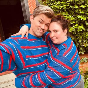 Andrew Rannells Instagram - Accidental twins. Fake highlights. Real love. Happy Belated Birthday, Lena! I love you! #TooMuch #HannahandElijahReunion
