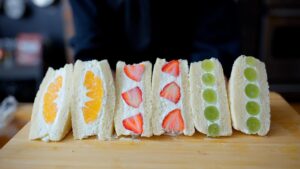 Andrew Rea Instagram - Swipe for the inspiration for these beautiful sandwiches 🍐🍑🍓🍊 Alvin make Japanese milk bread to create these, fresh from Animal Crossing: New Horizons. Link in bio!