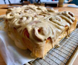 Andrew Rea Instagram - My way of jumping on the pumpkin spice latte train: cinnamon rolls with spiced pumpkin filling and coffee cream cheese frosting.