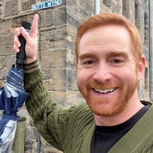 Andrew Santino Instagram - I got bunions 🦶 now, thanks Scotland 
Bucket 🪣 list ✔️
I ate 40 lbs of 🐠 and 🍟 and now I’m 🦛