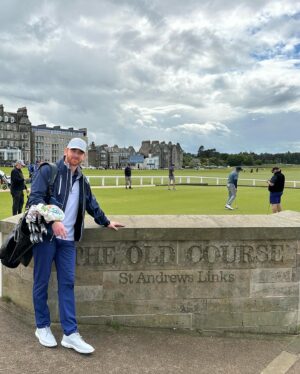 Andrew Santino Instagram - I got bunions 🦶 now, thanks Scotland 
Bucket 🪣 list ✔️
I ate 40 lbs of 🐠 and 🍟 and now I’m 🦛