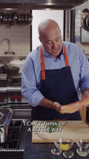 Andrew Zimmern Instagram - I adore poached salmon. Light, seasonal, and perfect for Mother's Day brunching, I like to drizzle mine with a homemade hollandaise. 

Watch me get started on the poaching liquid, or court bouillon, that will imbue the salmon with great flavor then click the link in my bio for the complete written recipe and more Mother's Day recipe ideas!
