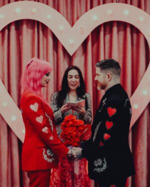 Andy Hurley Instagram - Mr. & Mrs. Hurley 💍❤️‍🔥 est. 2.14.24
•
excited to celebrate with all of our loved ones tonight! 
📸: muisemedia @daveymuise 
suits by @rosecutclothing