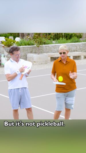 Andy Lassner Instagram - This week I got to reunite with one of my favorite people– @AndyLassner! And we did one of my favorite things - play pickleball! He had never played before so I had to show him how it’s done.

If you haven’t played it, you should try it with my new pickleball set! You can get yours from @theellenshop at my link in bio!