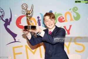 Andy Walken Instagram - Sometimes the unexpected happens! This is something I have dreamed of, and I am beyond happy (gobsmacked even) to get to bring this beautiful Emmy home with me! My thanks and gratitude to Netflix @netflix, Megan Dong @sketchshark and the whole Centaurworld team,  The Emmys / Television Academy @televisionacad

Also Thanks to my parents for everything, My aunt and uncle,
My sister @kate.walken for flying all the way across the country to be my plus one 
My wonderful manager Jilllian Neal @JillianNeal and Untitled Entertainment 
My agent Philip Marcus at @cleartalentgroup and everyone that made this possible! 

Suit @boss #hugoboss

Shirt #theory @theory_

Shoes #ysl @ysl 

Style by @theclaudiawells 

Hair by #lisameyers 

(Tie borrowed from my Uncle Alvin)
#emmys #emmyawards #childrensandfamilyemmys
#grateful #dream #thankful #suprise 
#netflix #centaurworld #durpleton #youngdurpleton