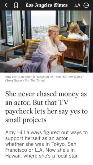 Angela Oh Instagram - Great article about @amyhillactor in the @latimes 💥 Thank you Amy for saying yes to our project! ♥️

#amyhill #50firstdates #magnumpi #adamsandler #UDriveMe #tubi @tubitv @udrivemetv @dawnhiggi @alysiaochse #finnishactress #finnishactor #finnish #finland #finlandsveryown #actorslife #sidehustles #sidegigs #auditions #audition #latimes #tubiandchill #losangelesworld #sagaftra #wga #lalaland