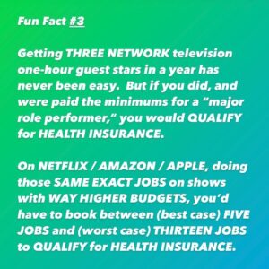Angela Oh Instagram - Re-post @andrewleeds !! Listen to Andrew. Andrew knows best!
.
**This is occurring because there is no distinction on streaming for a “major role performer.” That tier was not included in our contracts for streaming, reducing these performers to new minimums for the same job.

**And of course you COULD be paid more than the minimums BUT when they can pay minimums they usually do. 

**Part of why we’re a union is to protect those individuals who need protecting.  Those actors who can’t afford to say no to a job and therefore must accept a wage far below their value. 

@sagaftra @wgaeast @wgawest