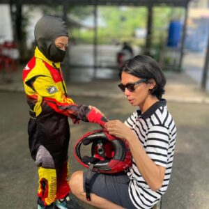 Angga Dwimas Sasongko Instagram - 1st day of his racing school. I've never been this nervous in my entire life. He crashed, hit the wall, and spin, but refused to give up. #ProudDad

Thank you, @anggiakharisma, for capturing this moment. Ayok belajar pura - pura jadi orang tua yang ga tegang di pinggir track.