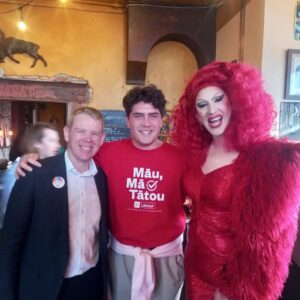 Anita Wigl'it Instagram - I had such a great time hosting the Rainbow Launch for the Labour Party! 

Getting to meet the PrimeMinister, ask him some silly questions (including “What his drag name would be” Answer Chippy Lippy 😂) and hear the amazing things that Labour has done and plan to do for the Rainbow community was amazing!

In all honesty I don’t really follow Politics / have a big understanding about it but what I do know is that Chris Hipkins is a lovely person who has achieved greatly in his life. Regardless of who we all vote for it was wonderful to meet the man behind “spread your legs” 😂