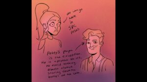Anna Drezen Instagram - PRAISE PETEY episodes 1-2 are streaming now on Hulu! What a wild time to have a show but what a show it is. I could not be prouder of this crew and the thing we made. This show was made by a team of union artists and craftspeople from the WGA, SAG-AFTRA, TAG, and whatever local covers karaoke. Swipe for a little taste of 101.
1. Everyone reacting to @johnthecho at a table read, it was an insane line that included the phrase “use my body” and everyone got the same amount of shy
2. Most of the cast of New Utopia, goddamn this show looks good. Designs: Amanda Lake (@iamamandalake), Annalise Hollosy (@artoony), Pat Kain (@batstains), Brad Lewis (@Sideburn_City_Sketches) Color: Mia Johnson (@obscuredelusions), who also put this lineup together! <3
3. Art Director Amanda Lake’s color mood board. The combo of skeleton plus neon watercolors... 🥰
4. Color script by Amanda Lake 
5. Pre-thumb of Petey & Bandit’s first date from 101 by Supervising Director Pete Merryman (@petermerryman )
6. I made this board for our office to remind us of our inspirations and also to demonstrate how bad I am at crafts 
7. Pupil guide from Amanda Lake’s design bible. The dad is kind of hot, no?
8. Main title designs: throne by Louisa Lawler (@your_pal_lou), color by Color Designer Daniel Elson (@theghostofdaniel), dagger and tambourine props by Ollie Wollerman (@olloui) and Bryan Bae (@bbae2) 
9. Pete pitched that Brian would be a photograph of an actual plank of wood which is just so correct. They had a hellish time casting the right plank but I’m thrilled with who we got.
10. A rave review!!!!