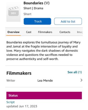 Anna-Lea Mende Instagram - thank you @indieshortfest for this beautiful surprise of honoring my script BOUNDARIES. It’s the first short film I’ve ever written and the first festival I’ve ever submitted to, so this is an unexpected blessing ✨