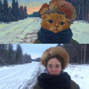 Anna Shepeleva Instagram - Кто был первым:котик или человек?) @mrlevinski спасибо,что напомнил❤️ @bandaproblema спасибо за оба портрета 😂❤️