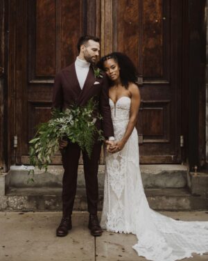 Anna Uzele Instagram - We woke up together, wrote vows together, got dressed in our home together, and walked down the aisle together. And that’s how we aim to spend what short time we have left ✨together✨

Introducing Anna & Glenn Vasaturo

photo: @laurabriggsphoto 
hair: @shespeaksmusic 
makeup: @estabrookartistry 
tailoring: @theweddingdresserstudio 
florals: my mama @christineuzele 
decor: @bycatherinealexandra 
suit: @suitsupply 
venue: @brooklynwinery
officiant: @johnnyleeb3