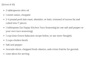 Anna Vocino Instagram - * Your friend cannot miss this. Share it NOW!
Get ready for a flavor-packed adventure with Pork Chili Verde! 🌶️🐷 Check out my Substack post for all the juicy details and don't miss the live demo of me cooking up Lime Green Salsa too. Tune in and let's spice things up together! #PorkChiliVerde #CookingDemoFun #FlavorExplosion #SpiceItUp #KitchenAdventures https://annavocino.substack.com/p/pork-chili-verde-with-lime-green

Link in Bio

#food #instagram #love #celiac #lowcarbrecipes #photography #glutenfree #photooftheday

Organic Spice Mixes and Marinaras at Eat Happy Kitchen
EatHappyKitchen.com 🍅🌿🥩🌮