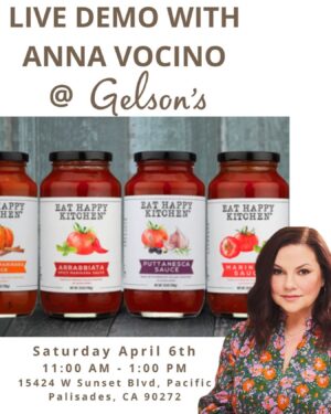Anna Vocino Instagram - Los Angeles, I’m coming to see you every Saturday in April to demo @eathappykitchen pasta sauces. Tomorrow @gelsonsmarkets in the Palisades and @pavilions in Culver City. Come taste some sauce samples and hang out with me!! #eathappy