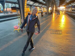 Anneka Rice Instagram - Worth going to Switzerland just for the trains. You feel you’re in a movie. This is a scene from Leaving Zurich. @aljazskorjanec is about to waltz me off to platform 3. #switzerland #leaving #zurich #train (Congratulations on the baby Aljaz!) @ascona_locarno