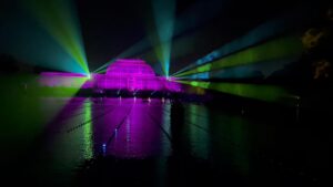 Anneka Rice Instagram - Christmas at Kew was magical last night. By the time we’d walked for an hour or so past lakes with dazzling dancing reflections and trees saturated with colour, not to mention a quick go on a helter skelter which my friend Lisa got stuck on and she practically had to be airlifted off, with Alex Jones and her lovely children wondering anxiously what was going on, I thought someone had spiked the mulled wine….
And then we came to this at the end! By which time we were all weak with sensory overload. The whole experience is a marvel #KewGardens #Christmas #Christmaslights #trees @kewgardens