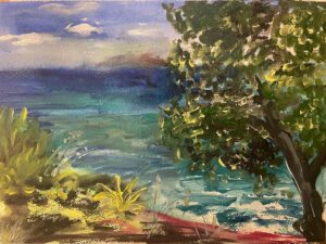 Anneka Rice Instagram - Greek Retreat. While I was there earlier this year I painted two quick paintings every day, one before breakfast and one last thing at night. #acrylics #painting #greece #retreat