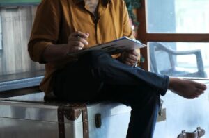 Anoop Menon Instagram - "Varaal" location ...with kannan and shankar..my first screenplay inspired from our politics ..