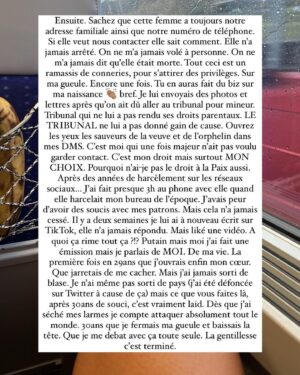 Anouchka Henchoz Instagram - A toi qui voit toute la vie en noir ou blanc. Qui veut créer des camps et séparer. A toi aussi qui veut pourrir tous mes posts, je t’en mets un exprès pour que tu puisses déverser ce que tu as à déverser. D’ailleurs à la base je voulais balancer les messages de rageux qui nous traitent de raciste, qui espèrent que ma grand-mère ira en enfer et encore je vous épargne les plus violents. Mais en fait non…. Je ne vais pas donner encore plus de caviar au cochon. Mais pour éviter que les gens viennent encore m’écrire sous mes photos «hey regarde tu as vu l’émission » oui j’ai vu. Enfin si on peut appeler ça une émission car @rtiofficiel et @cmidirti ne peuvent pas être des professionnels c’est impossible. Pas quand on laisse une femme propager autant de mensonges sans avoir vérifié les sources. Pas quand on prend le contenu privé d’une personne pour l’afficher ainsi. Divulguer son nom complet et dérouler le fil de sa vie. Sans son consentement et sans lui avoir demandé son avis. Car ils ont menti sur le plateau JAMAIS je n’ai eu de contact avec vous. Alors sortez-moi les preuves pour le tribunal. Et surtout depuis, je vous écris de partout, même votre chroniqueur @momosanogo me suivait et toujours aucune nouvelle de vous. C’est une honte. Mais les msgs passés en stories résument déjà l’histoire. Je rajouterai uniquement ceci: Non je n’ai pas honte de pleurer. Non je n’ai pas honte d’être épuisée de tout ça. Ni d’être en colère après tant d’injustice et de calomnie. C’est pas aux victimes d’avoir honte. Et je ne me laisserai plus faire. J’ai été soumise pendant 29ans et cette année j’avais décidé d’enfin sortir des secrets. Et vous m’avez enlevé à nouveau ma vérité, ma vie. Alors vous pouvez bien venir me donner vos leçons de morale et me dire ce qui est juste ou non après ça… j’en ai plus rien à faire. J’ai enfin vu le vrai visage des gens et que je pourrai tout faire on me voudra du mal alors autant être qui je suis vraiment et kiffer ma vie. Et surtout JAMAIS JE NE VAIS CÉDER A LA PRESSION ni sombrer dans la haine plutôt que l’Amour. C’est certainement un test de la Vie. Je vais me relever, comme d’hab et plus me détourner de ce passé qui est juste un sac de noeud