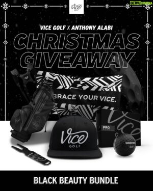 Anthony Alabi Instagram - VICE GOLF TURNS 9 🥳 & CHRISTMAS IS LESS THAN A FEW DAYS AWAY 🎄🎁
That’s why we paired up to give away one last Limited Edition Black Beauty Bundle to one lucky winner. To enter:
1) Follow @anthonyalabiofficial & @vicegolf
2) Like the post
3)Tag 3 golf buddies
The giveaway will be closed on December 22, 2021 at 11:59 p.m. (PST) We will then randomly choose 1 winner.
The winner will be notified by our official @vicegolf account via DM.
Merry Christmas & Good luck to everyone! 
NO purchase necessary. Must be 18 years and older to enter.
The products are limited and will not be up for sale any time in the future. This contest is in no way affiliated with Instagram.
#vicegolf #anthonyalabi #limitededition #blackbeauty #christmas #giveaway #embraceyourvice