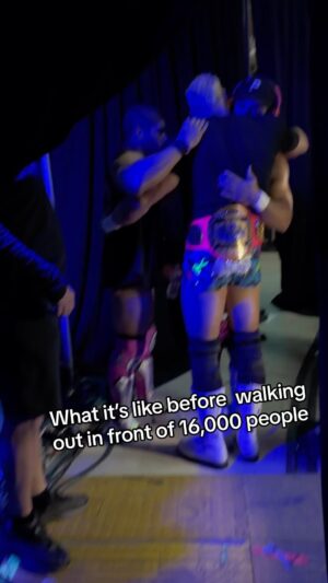 Anthony Bowens Instagram - What it’s like before walking out in front of 16,000 people. Best job in the world! #aewrevolution #aew #prowrestling