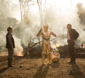 Anthony Daniels Instagram - @diary_of_a_fitdad correctly points out that the red arm spawned one of my best lines.
Page 211:
EXT. TAKODANA – MAZ’S CASTLE RUINS – DAY
ACTION! “You probably don’t recognise me because of the red arm!”
Then, another gooseberry moment, as Threepio obliviously crashes an emotional reunion between Leia and Han.
#carriefisher #harrisonford #princessleia #hansolo #bb8 @brian_hezza #starwars #c3po #iamc3po @dkbooks @dkbooksus