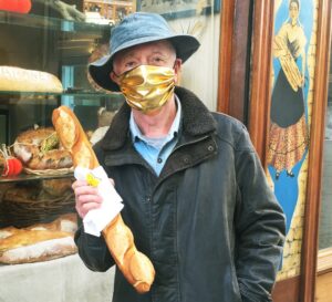 Anthony Daniels Instagram - By popular demand. 
You were right. This mask is much better. 
#wearamask #goldmask #baguette #boulangerie #c3po #iamc3po #starwars