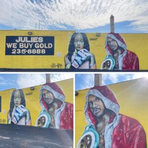 Anthony Dirrell Instagram - Me and @claressashields on the wall in our hometown, thanks to @wakenpaint and what he can do with a can of spray. thanks for taking the time out to do that means a lot #teamdirrell #dirrellschancefoundation #dirrellboys